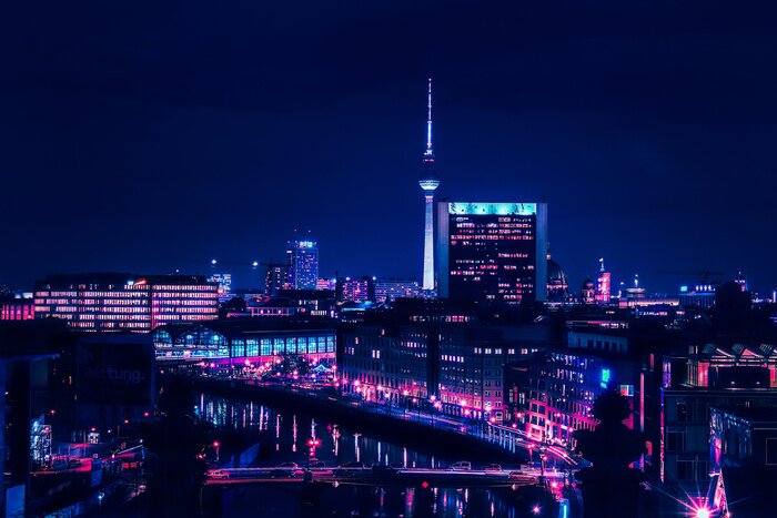 Poster Berlin skyline in the night