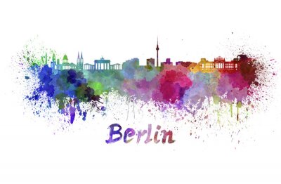 Poster Berlin skyline in watercolor