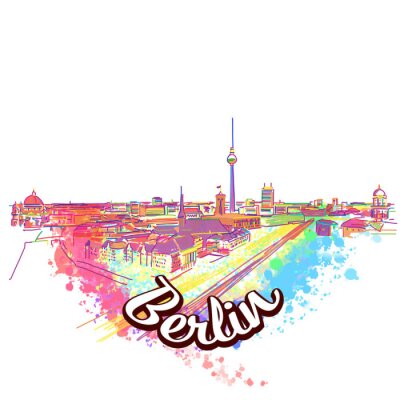 Berlin Skyline Zeichnung Art Konzept