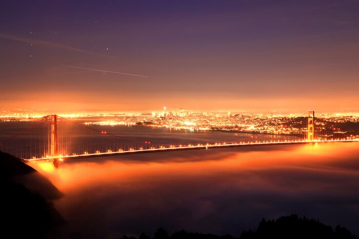 Poster Berühmte Brücke im Nebel