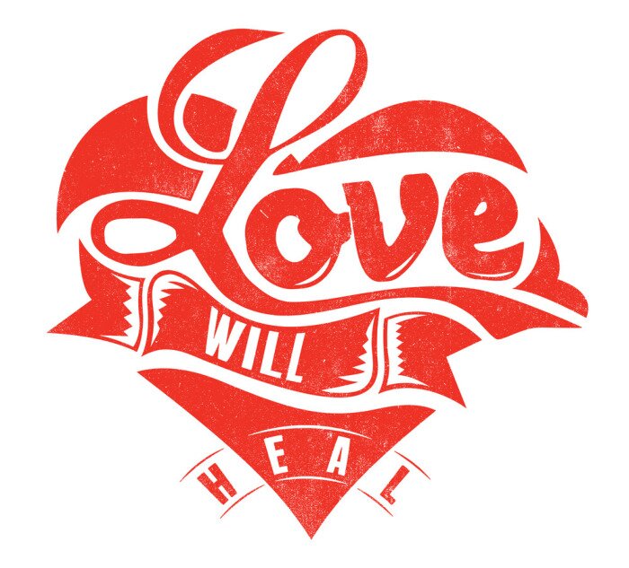 Poster Berührende Aufschrift mit Herzgrafik