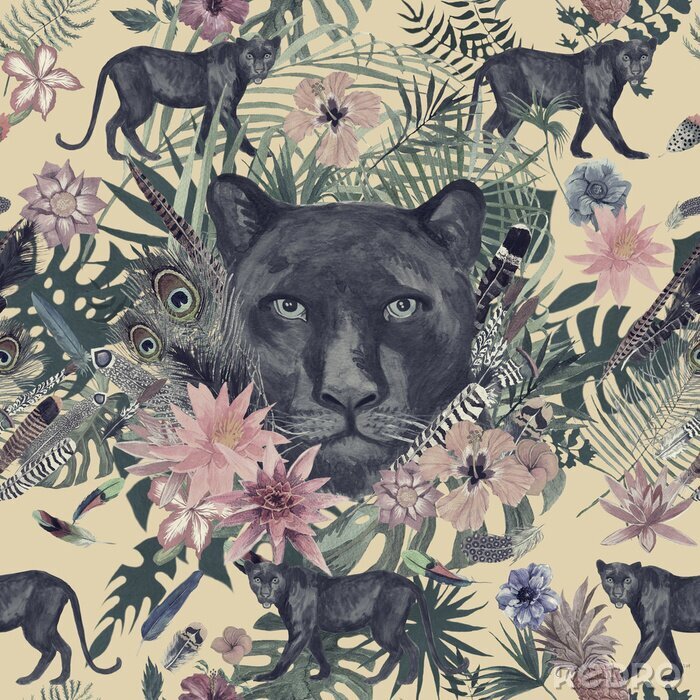 Poster Bilder eines Panthers im Dschungel