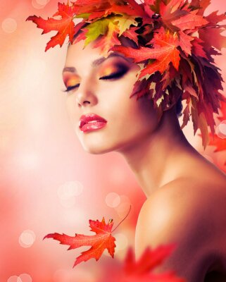 Bildnis einer Frau mit Herbstlaub