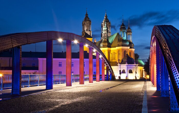 Poster Bischof-Jordan-Brücke in Posen bei Nacht