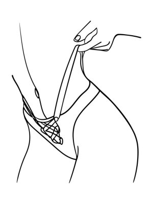 Black line silhouettes of female body in underwear. - Vector illustration