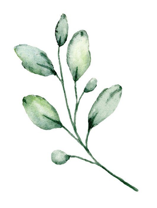 Poster Blätter grün handgemalt