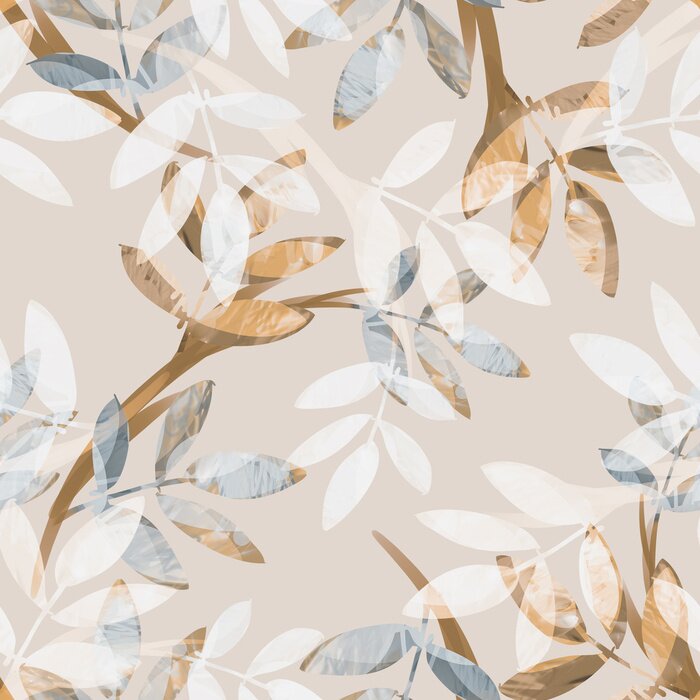 Poster Blätter nahtlose Muster. Handgezeichnete Hintergrund.