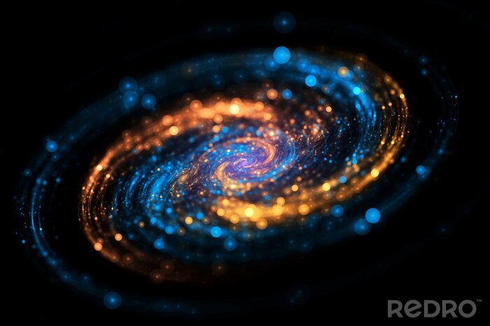 Poster Blau-goldene Spiralgalaxie