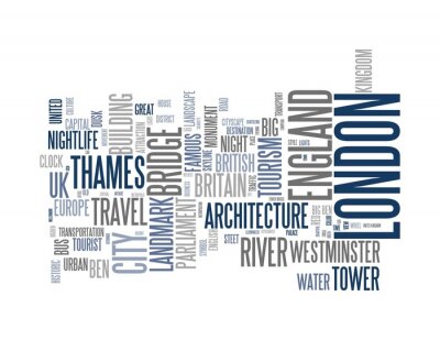 Blau-graue Inschriften mit London
