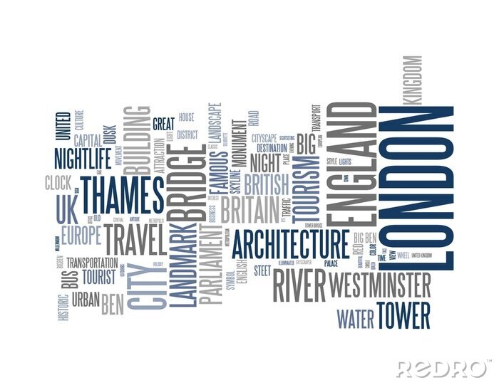 Poster Blau-graue Inschriften mit London