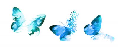 Blau-grüne abstrakte Schmetterlinge Illustration modern
