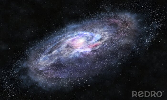 Poster Blaue Galaxie im dunklen Raum