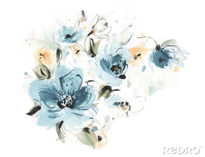 Poster Blaue Orchideenblüten mit verschwommenen Rändern