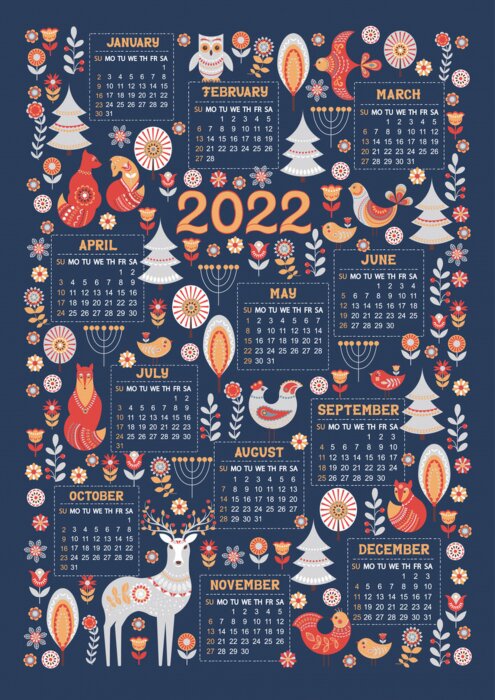 Poster Blauer Kalender