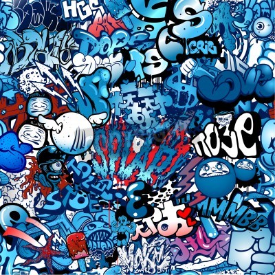 Poster Blaues Graffiti-Muster