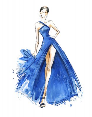 Poster Blaues Kleid Modedesign