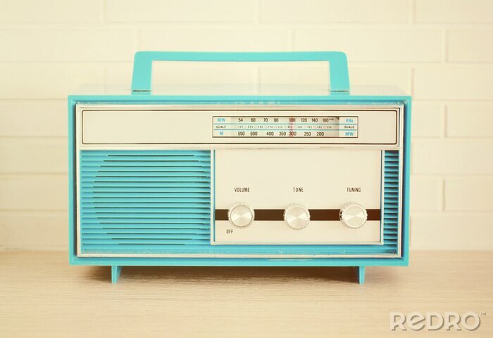 Poster Blaues Radio aus alten Zeiten