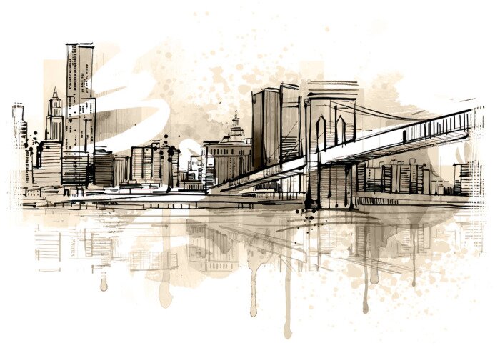 Poster Bleistiftskizze von New York City