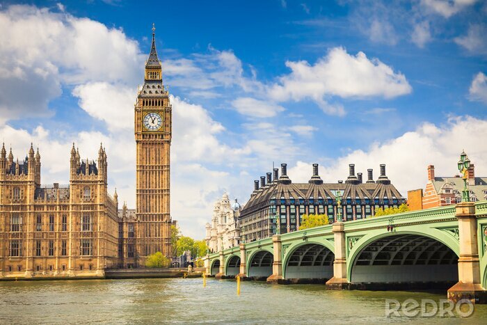 Poster Blick auf Big Ben von der Themse aus