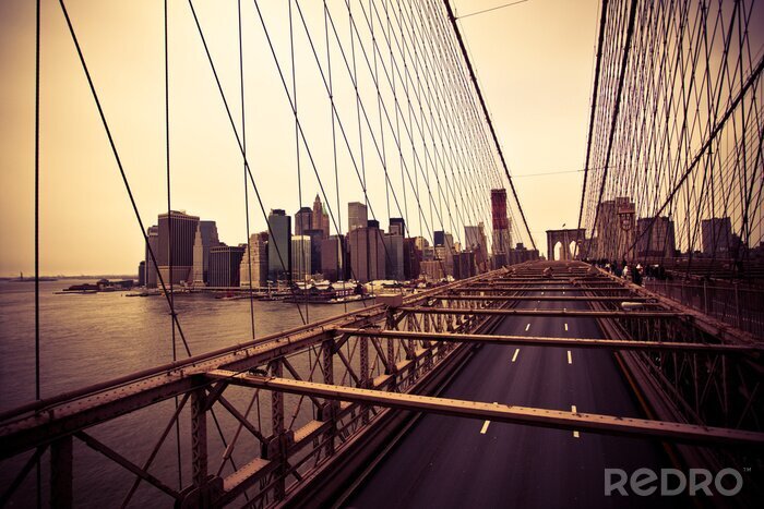 Poster Blick auf den Financial District von der Brooklyn Bridge