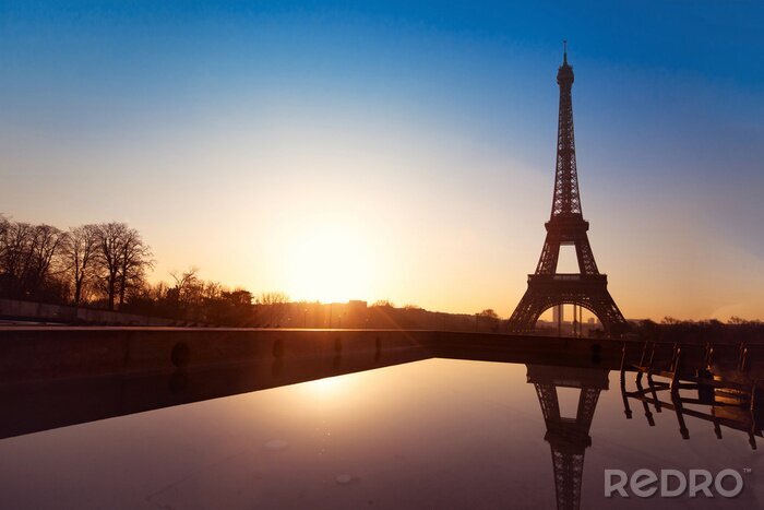 Poster Blick auf den Sonnenuntergang in Paris