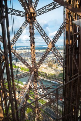 Blick auf die Stadt vom Inneren des Eiffelturms