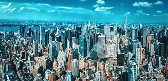 Poster Blick auf Manhattans Wolkenkratzer