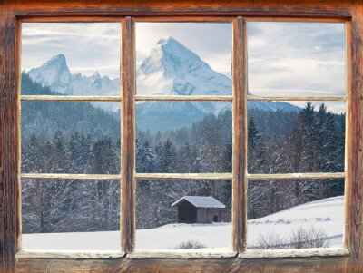 Blick aus Fenster auf den Schnee