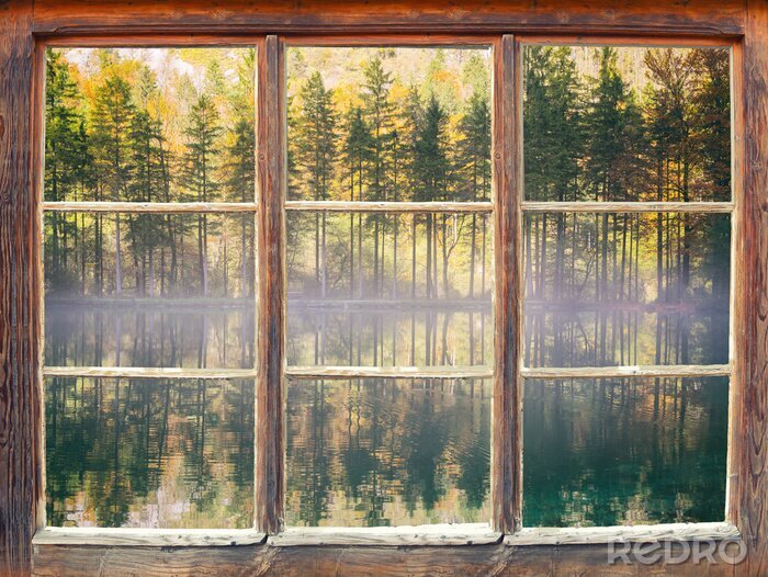 Poster Blick durchs Fenster - Bluntausee