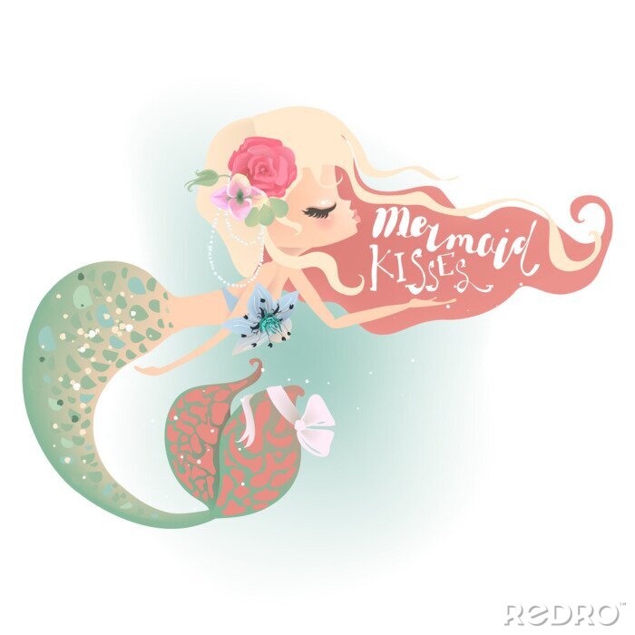 Poster Blondhaarige Meerjungfrau, die einen Kuss sendet