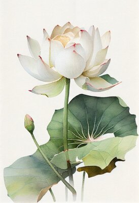 Poster Blühender weißer Lotus