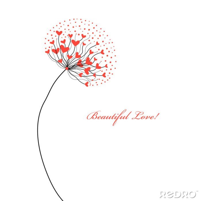 Poster Blume mit Herzmotiv