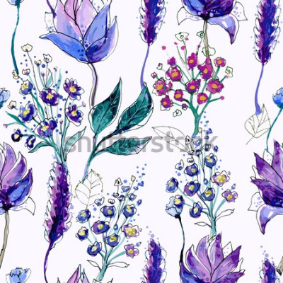 Poster Blumen Aquarell farbe gemalte