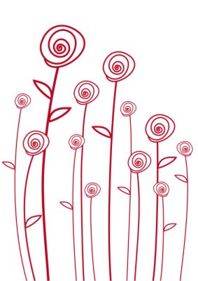 Blumen auf einer roten Zeichnung