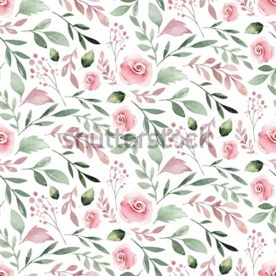 Poster Blumen Vintage Pastell-Blätter