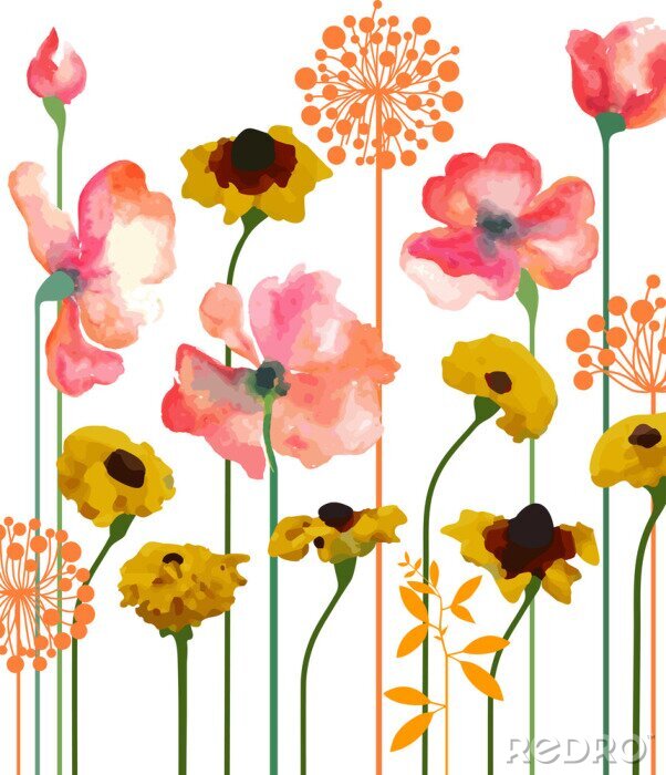 Poster Blumen von einer Sommerwiese