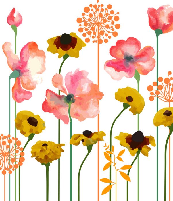 Poster Blumen von einer Sommerwiese