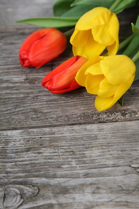 Poster Blumenstrauß am Brett platziert