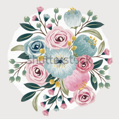 Poster Blumenstrauß Pastell-Illustration