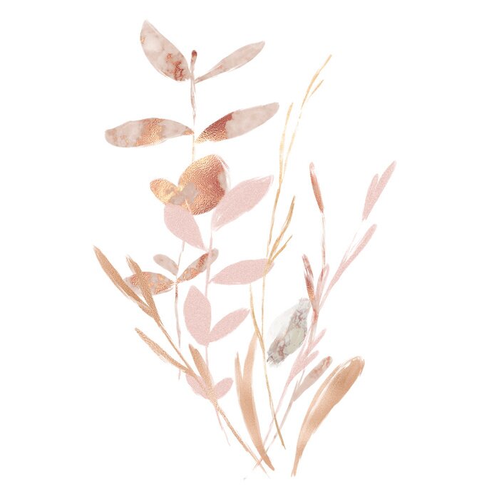 Poster Boho-Aquarell mit rosa Zweig