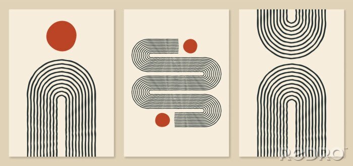 Poster Boho-Kompositionen mit geometrischem Muster