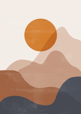 Poster Boho-Landschaft im abstrakten Stil