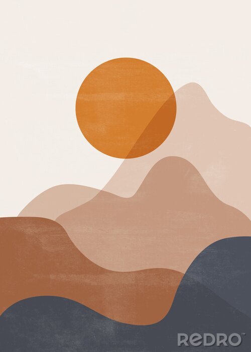 Poster Boho-Landschaft im abstrakten Stil