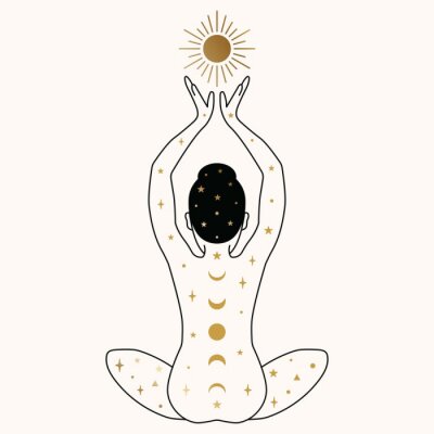 Poster Boho-Mädchen in Meditationspose