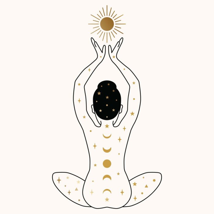 Poster Boho-Mädchen in Meditationspose