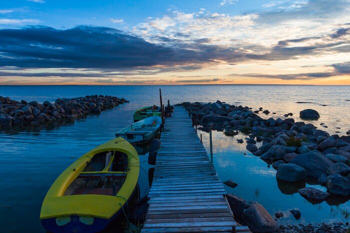 Poster Boot an der Anlegestelle