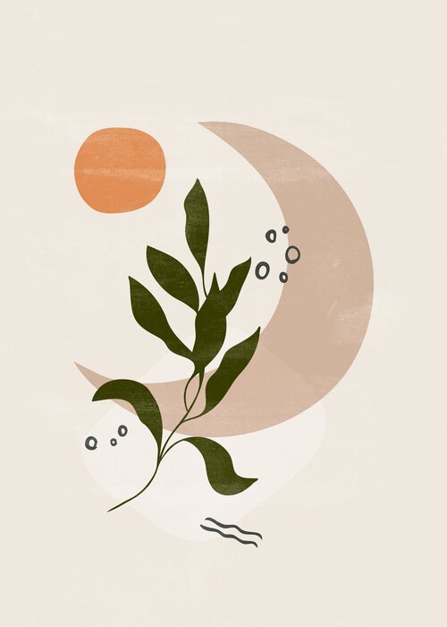Poster Botanical vintage print boho moon minimalist wall art