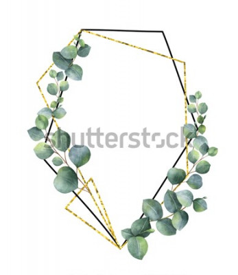 Poster Botanischer Rahmen in Gold