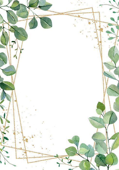 Poster Botanischer Rahmen in Gold