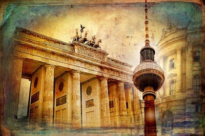 Poster Brandenburger Tor und der historische Fernsehturm